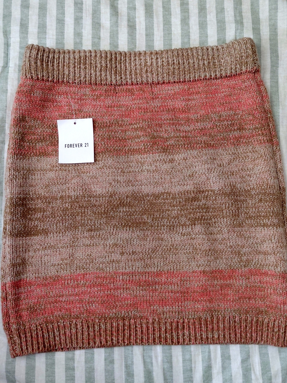 Forever 21 Women's Brown and Coral Knit Skirt